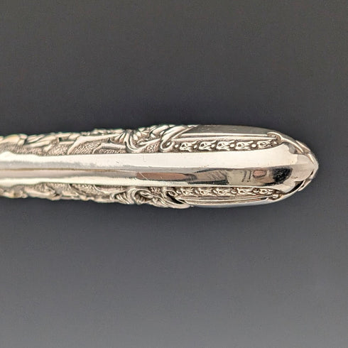 Late Victorian British antique silver plate cutlery, 6 pairs, in wooden box